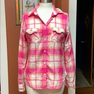 American eagle pink and orange flannel